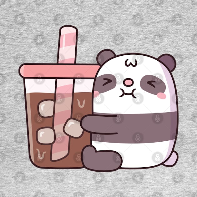 Cute Chubby Panda Bear Hugging Iced Coffee by rustydoodle